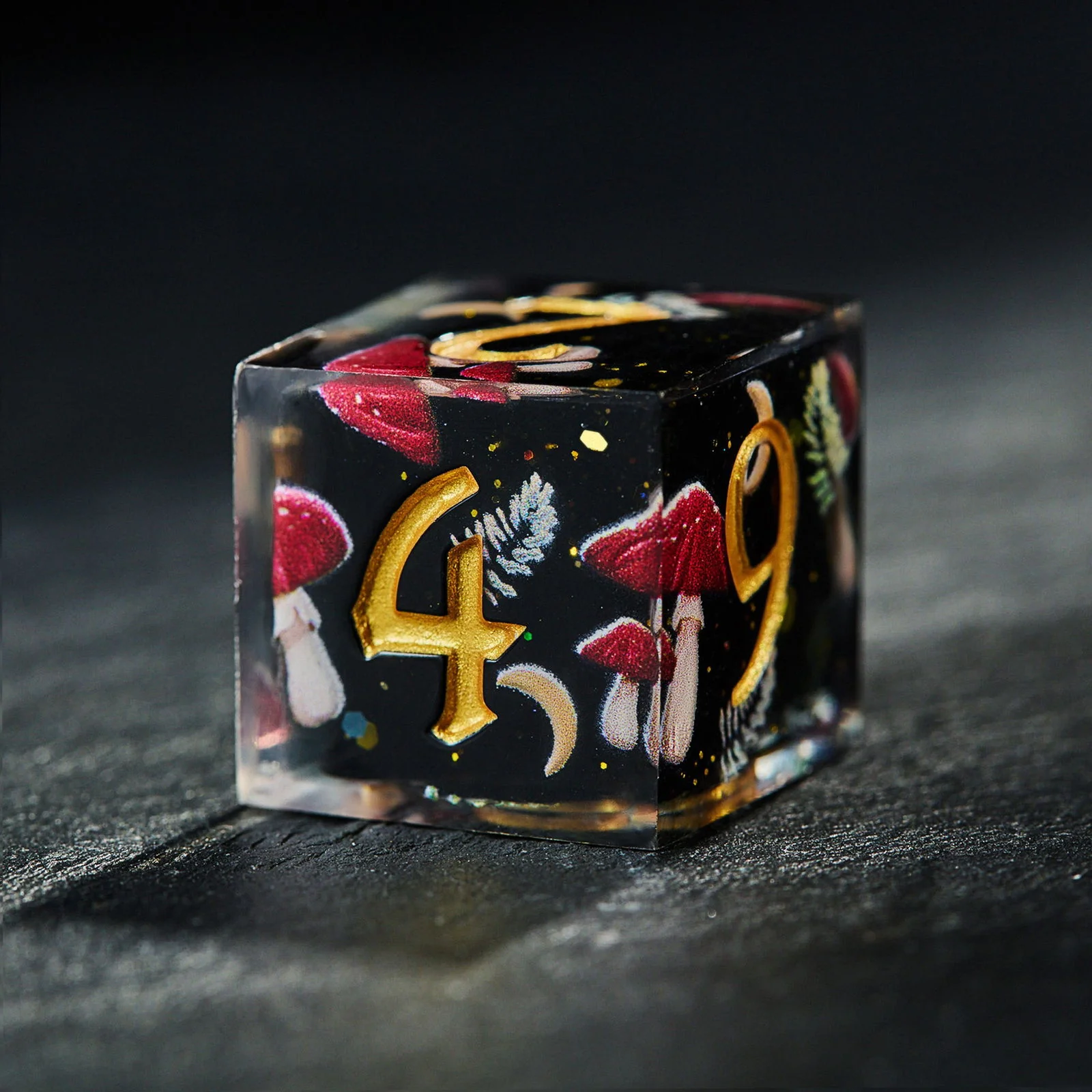 Mushroom Elf Black Resin DnD D&D Dice Set - Image 3