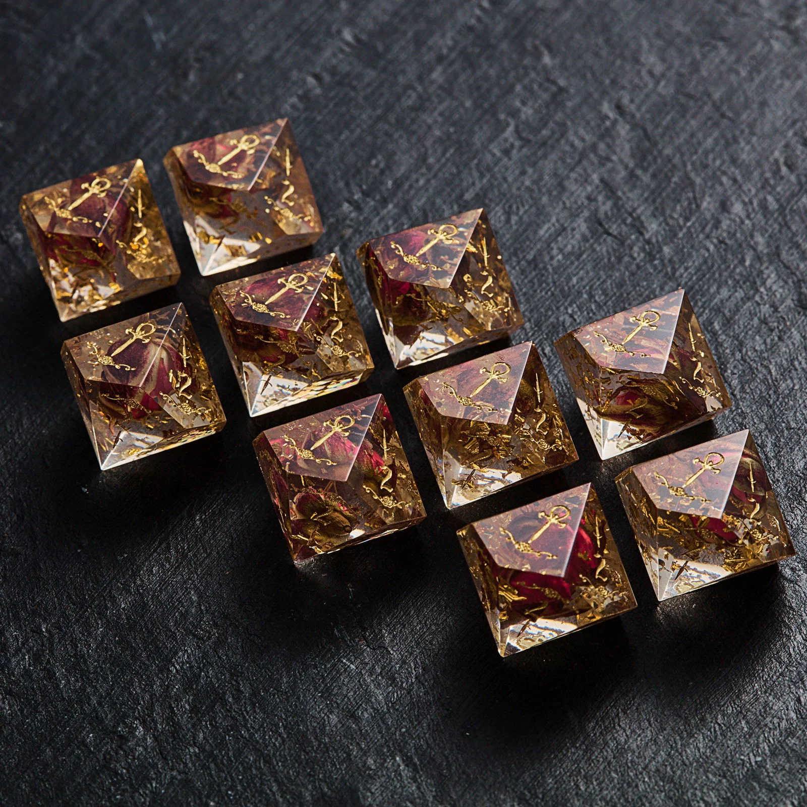 Rose Bud Glitter Resin Vampire Dice D10 - Image 5