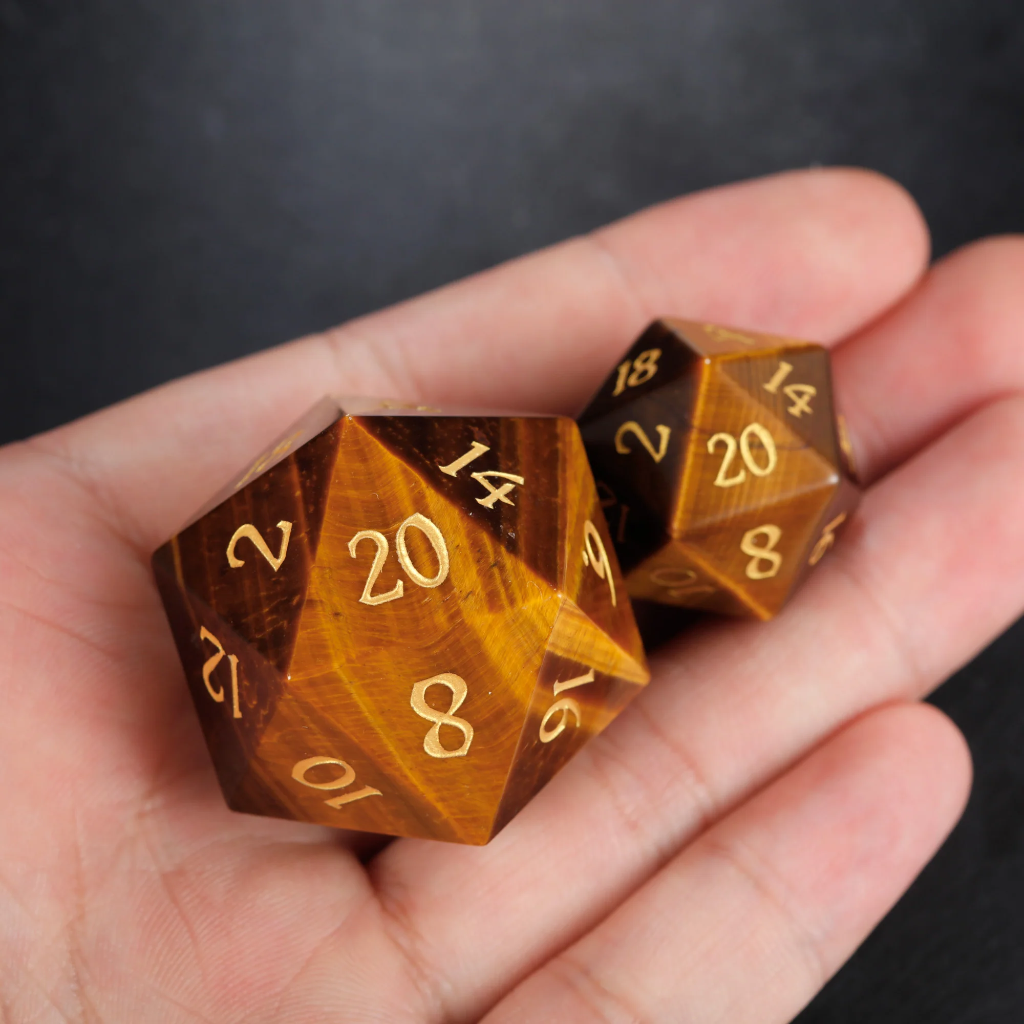 Tiger's Eye Gemstone DnD D&D Dice Set - Image 9