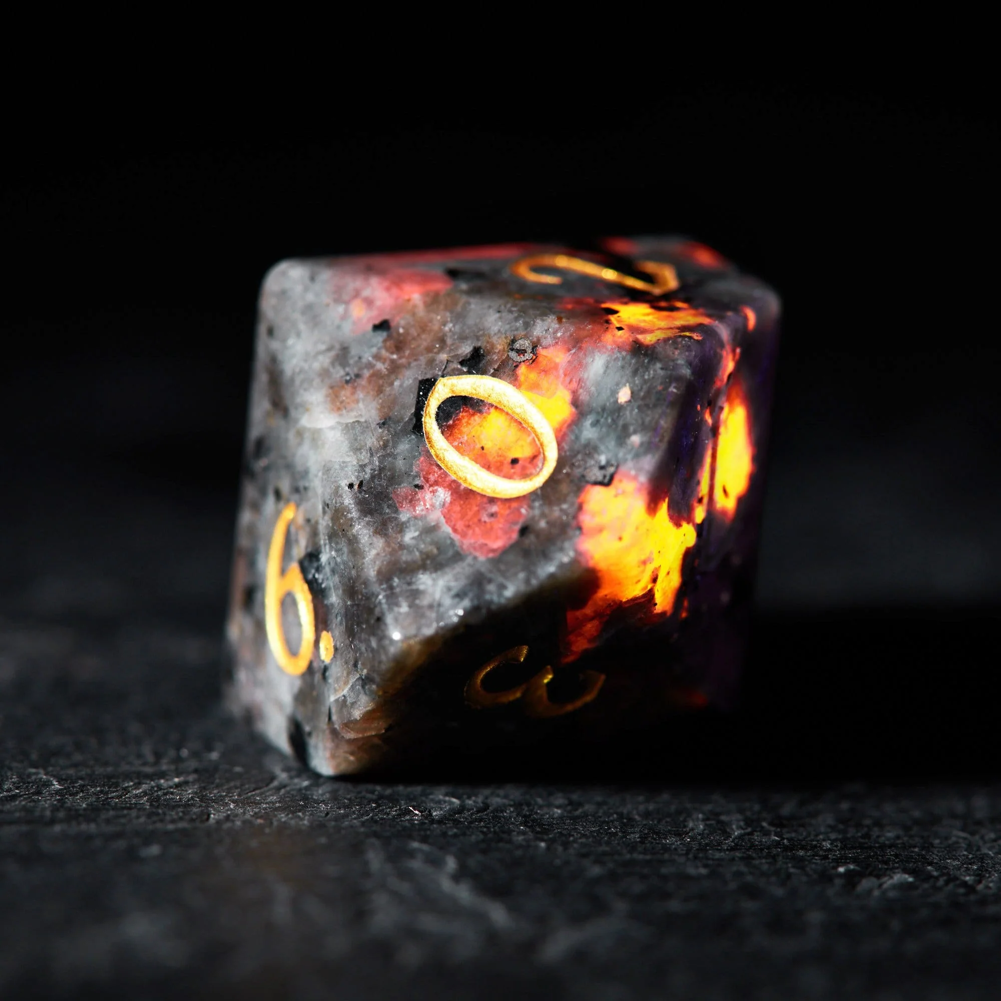 Yooperlite UV Reactive Gemstone Halloween Pumpkin DnD D&D Dice Set - Image 5